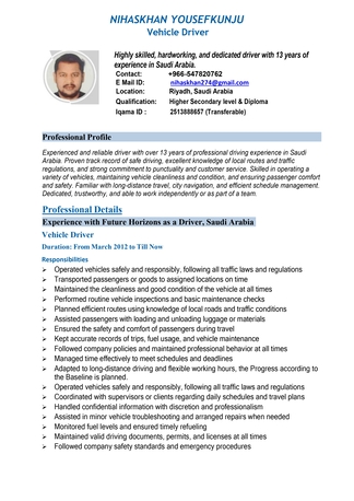 Riyadh, Job Seekers, Light Vehicle Driver