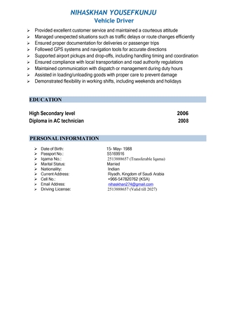 Riyadh, Job Seekers, Light Vehicle Driver