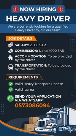 Riyadh, Jobs, Heavy Transport Driver