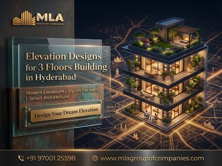 Hyderabad, Construction, Elevation Designs For 3 Floors Building In Hyderabad