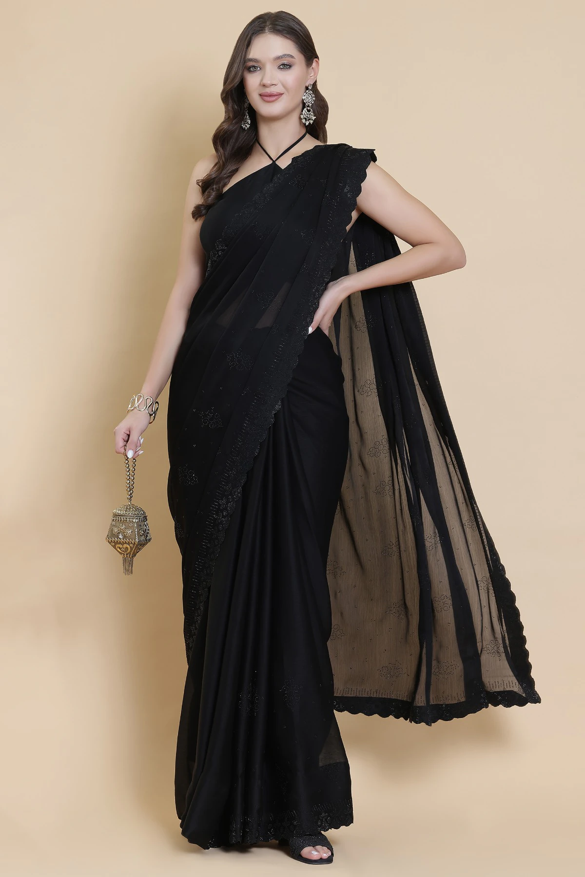 New York, Clothing & Accessories, USD 102,  Buy Elegant Black Designer Saree Online | Stylish Party Wear Saree For Women ✨