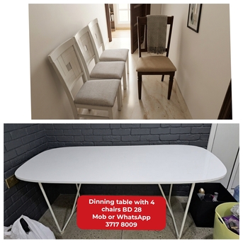 Manama, Furniture, BHD 28,  🌍🌏Dinning Table With 4 Chairs In Good Condition For Sale With Delivery