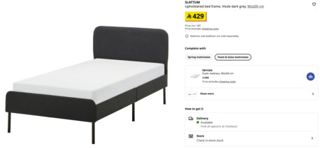 Riyadh, Furniture, SAR 600,  IKEA Single Bed (SLATTUM) With Mattress