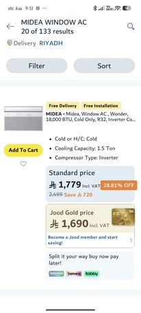 Riyadh, Air Conditioners, SAR 115001750,  Midea 1.5 And 2 Ton Window ACs