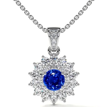 New York, Jewelry, USD 2943,  Elegant Sapphire Pendant Necklace Halo Pendant Fine Jewelry
