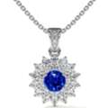USD 2943,  Elegant Sapphire Pendant Necklace Halo Pendant Fine Jewelry