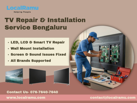 Bangalore, Television, Enjoy Seamless Entertainment LocalRamu TV Repair & Installation Service In Bengaluru