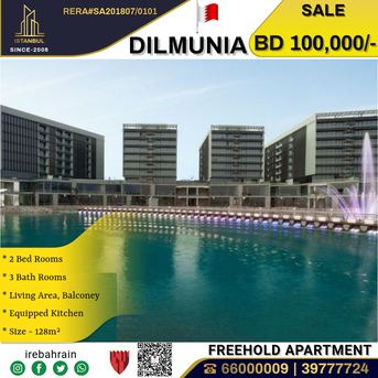Galali, Real Estate For Sale, BHD 100000,  2 BR,  Luxurious Freehold Apartment In Dilmunia Canal View