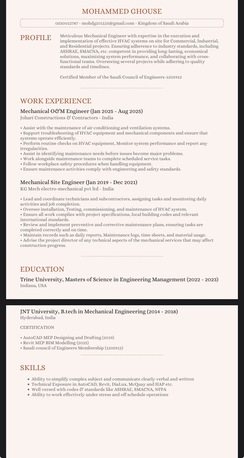 Riyadh, Job Seekers, Mchanical/HVAC Engineer