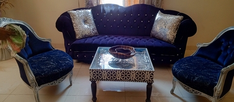 Jeddah, Furniture, SAR 600,  Sofa Set 5 Seater Valvet Fabric Clean Condition 90% With Delivery