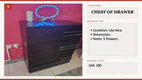 Al Rawabi, Furniture, SAR 200,  5 Drawer Chest Of Drawer For Sale