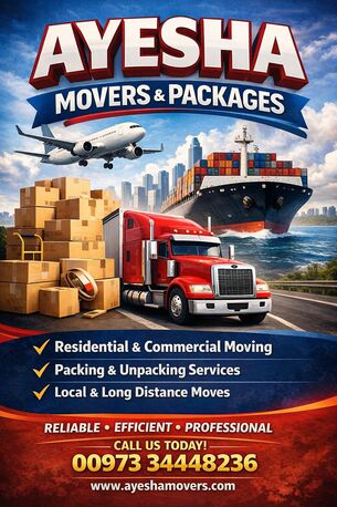 Manama, Household, AYESHA Movers&Pakers PROFESSIONAL SERVICES LOWEST RATE SHIFTING Bahrain&All Gcc&All World