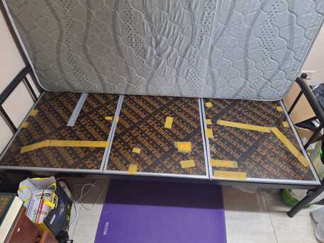 Jubail, Household Items, SAR 250,  Single Bed (cot) Along With Medicated Mattress Sleep Ezze (Omani) & Plywood Base For Sale