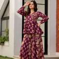 INR 1980,  Draksha Wine Printed Premium Cotton Co-ord Set