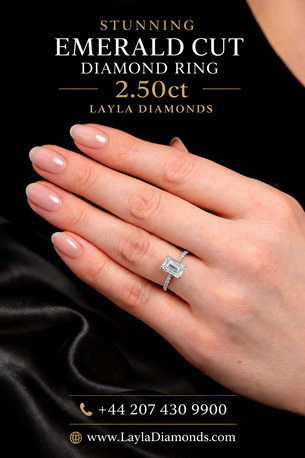 London, Jewelry, GBP 2850,  Stunning Emerald Cut Diamond Ring 2.50ct | Layla Diamonds