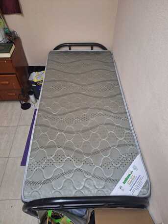 Jubail, Furniture, SAR 250,  Single Bed (cot) Along With Medicated Mattress Sleep Ezze (Omani) & Plywood Base For Sale