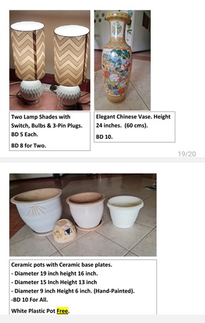 Adliya, Furniture, BHD 1,  Household Items For Sale In Excellent Condition.