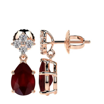New York, Jewelry, USD 1480,  14k Rose Gold Ruby Diamond Earrings - Buy Now