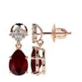 USD 1480,  14k Rose Gold Ruby Diamond Earrings - Buy Now