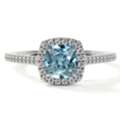 USD 2453,  Square Cushion Natural Aquamarine Rings With Round Diamonds 0.91 Cttw