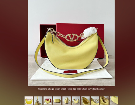 New York, Clothing & Accessories, USD 359,  Replica Valentino Handbags &ndash; VLogo Moon Small Hobo Bag In Yellow Leather