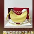 USD 359,  Replica Valentino Handbags &ndash; VLogo Moon Small Hobo Bag In Yellow Leather