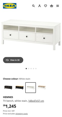 Jeddah, Furniture, SAR 550,  IKEA TV TABLE WHITE With Free Plastic Cabinet
