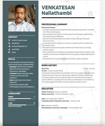 Al Mazruiyah, Temp Jobs, House Electrician Cum Plumber