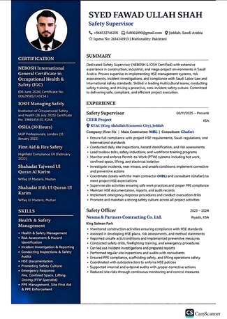 Jeddah, Job Seekers, HSE Officer Available