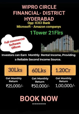 Hyderabad, Offices, INR 3000000,  100 Sq. Feet,  Commercial Property For Sale In Gachibowli Wipro Circle Immediately Rent