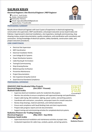 Makkah, Job Seekers, Electrical Engineer