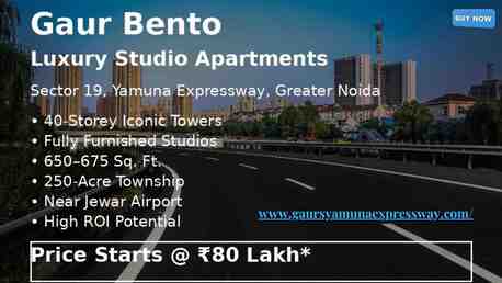 Noida, Real Estate For Sale, 0 Sq. Meter,  Best Studio Apartments At Gaur Bento Yamuna Expressway Noida