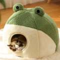 AFN 1,  Frog-shaped Semi-enclosed Pet House Cat Villa Plush Mattress