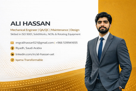 Riyadh, Job Seekers, Mechanical Engineer | QA/QC | Maintenance | SolidWorks | Riyadh