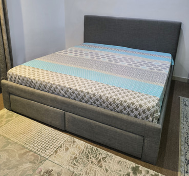 Jeddah, Furniture, SAR 1200,  Home Centre Fabric Double Bed With Mattress!  Sr.1200!  Big Storage Drawers!