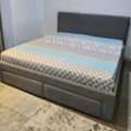 SAR 1200,  Home Centre Fabric Double Bed With Mattress!  Sr.1200!  Big Storage Drawers!