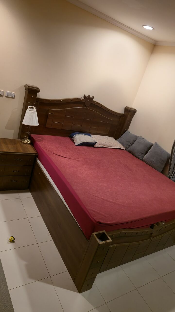 Khobar, Furniture, SAR 700,  Urgent Sale &ndash;King Size Wooden Cot & Wardrobe