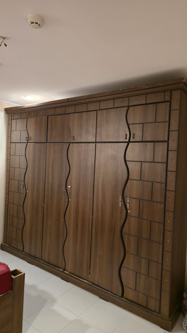 Khobar, Furniture, SAR 700,  Urgent Sale &ndash;King Size Wooden Cot & Wardrobe
