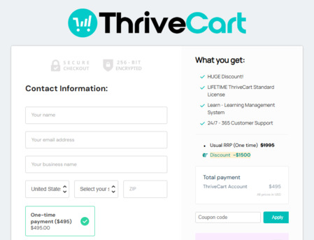 New York, Software, USD 495,  ThriveCart Lifetime Deal: Buy Once, Use Forever