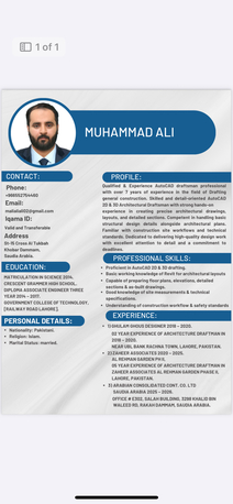 Dammam, Job Seekers, Draftsman Architect With 7 Years Of Experience Seeking Job In Dammam