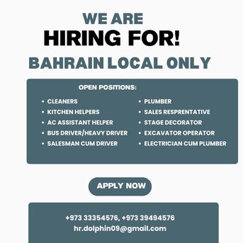 Jidhafs, Jobs, WANTED FOR BAHRAIN LOCALLY