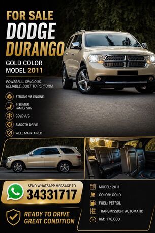 Manama, Vehicles, Cars & Trucks , BHD 3200001950,  DODGE DURANGO & MISTUBISHI OUTLANDER, GAC GS-7 & JAC GOODS,  2011,  Automatic,  120 KM,  DODGE DURANGO MINT CONDITION & OUTLANDER, GAC-GS7 & JAC GOODS