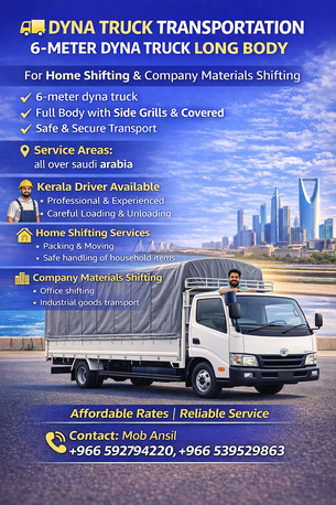 Dammam, Logistics, DYNA TRUCK TRANSPORTATION &ndash; 6-meter Dyna Truck