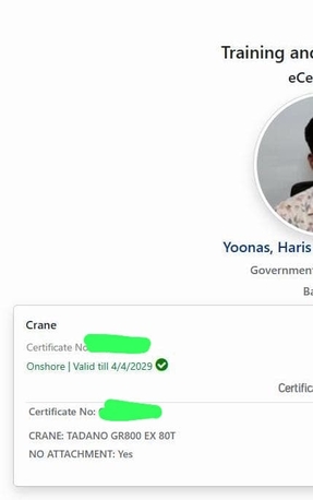 Khobar, Jobs, Crane Operator Tadano GR80