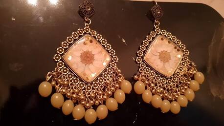 Faisalabad, Jewelry, PKR 10003000,  Handmade Custom Resin Earrings - Real Dried Flowers, Glitter Or Ocean Wave | Personalized
