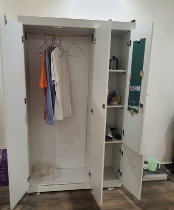 Riyadh, Furniture, SAR 400,  King Size Double Bed With Mattress, 1 3 Door Cabinet In Good Condition And 1 4 Doors