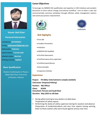 Jeddah, Job Seekers, Looking For Safety Officer Position