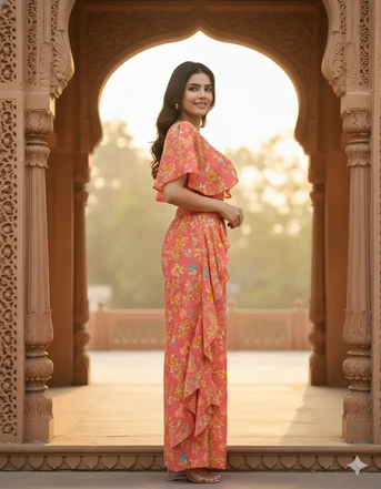 New Delhi, Clothing & Accessories, INR 1299,  Shop Trendy Women&rsquo;s Floral Printed Ruffle Co-Ord Set