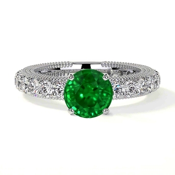 New York, Jewelry, USD 4747,  Shop AAAA Quality 1.19 Cts Emerald Ring With Diamonds At GemsNY