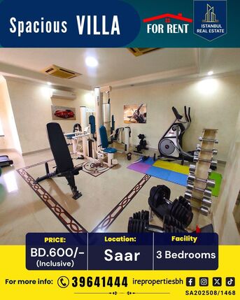 Saar, Villas, BHD 600,  250 Sq. Meter,  3 BHK Garden Villa For Rent In Saar-Markh Area BD 600/- Inclusive